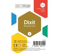 Fundas Zacatrus Dixit, 55 Unidades, Fundas de Cartas, Juego de Mesa, Transparentes, Resistentes, Polipropileno, 80 mm x 120 mm
