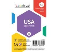 Fundas Zacatrus USA, 55 Unidades, Fundas de Cartas, Juego de Mesa, Transparentes, Resistentes, Polipropileno, 56 mm X 87 mm