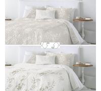 Fundeco Colcha bouti Modelo July Reversible para Primavera Verano (Beige, Cama 90 (180 x 270 cm.))
