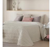 Fundeco - Colcha de Invierno Tejido Jacquard - Bouti Modelo Lindel Beig - Cama 135 - Incluye 2 Fundas Cojín 50 x 70 cm - Diseño Elegante y Suave al Tacto