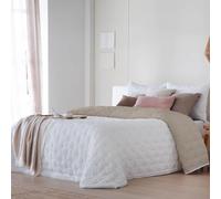Fundeco - Colcha de Invierno Tejido Jacquard - Bouti Modelo Royal Beig - Cama 135 - Incluye 2 Fundas Cojín 50 x 70 cm - Diseño Elegante y Suave al Tacto