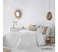 Fundeco - Colcha Entretiempo Cama 105 - Diseño con Textura de Trazos - Acolchado Fino - Color Blanco - Medida 200x270 cm - Incluye 1 Funda de Cojín 50x70 cm - Gramaje 80 gr/m² (Celso Blanco)