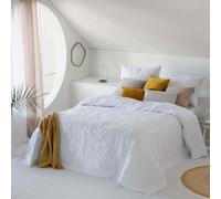 Fundeco - Colcha Entretiempo Cama 150 - Diseño Floral Elegante - Color Blanco - Medida 250x270 cm - Incluye 2 Fundas de Cojín 50x70 cm - 100% Poliéster (Mireya Blanco)