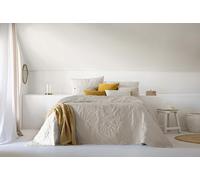 Fundeco - Colcha Entretiempo Cama 180 - Diseño Floral Elegante - Color Beig - Medida 270x270 cm - Incluye 2 Fundas de Cojín 50x70 cm - 100% Poliéster (Mireya Beig)