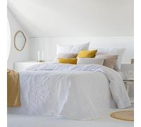 Fundeco - Colcha Entretiempo Cama 180 - Diseño Floral Elegante - Color Blanco - Medida 270x270 cm - Incluye 2 Fundas de Cojín 50x70 cm - 100% Poliéster (Mireya Blanco)