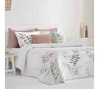 Fundeco - Colcha Entretiempo Cama 180 Diseño Reversible Estampado Floral Color Único - Medida 270x270 cm - Incluye 2 Fundas de Cojín 50x70