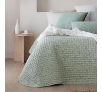 Fundeco - Colcha Entretiempo Cama 180 Diseño Reversible Estampado Floral Color Verde - Medida 270x270 cm - Incluye 2 Fundas de Cojín 50x70