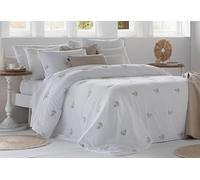 Fundeco - Colcha Entretiempo Cama 90 - Diseño Bordado Floral - Color Blanco - Medida 180x270 cm - Incluye 1 Funda de Cojín 50x70 cm - Gramaje 100 gr/m² (Amalia Blanco)