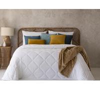 Fundeco - Edredón Cama 135 - Acolchado Rombos - 235x270 cm - Color Blanco - Acolchado 250g/m² - Incluye 2 Fundas de Cojín Decorativo 50x70 cm (Caroline Blanco)