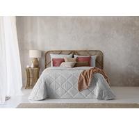 Fundeco - Edredón Cama 135 - Acolchado Rombos - 235x270 cm - Color Gris - Acolchado 250g/m² - Incluye 2 Fundas de Cojín Decorativo 50x70 cm (Caroline Gris)
