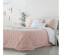 Fundeco - Edredón Cama 180 - Diseño Liso Moderno Reversible - 270x270 cm - Color Nude - Acolchado 250g/m² - Incluye 2 Fundas de Cojín Decorativo (Polare Nude)