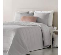 Fundeco - Edredón Cama 180 - Diseño Liso Reversible con Tejido Sherpa - 270x270 cm - Color Gris - Acolchado 250g/m² - Incluye 2 Fundas de Cojín Decorativo 50x70 cm (Hermes Gris)