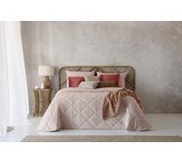 Fundeco - Edredón Cama 90 - Acolchado Rombos - 180x270 cm - Color Nude - Acolchado 250g/m² - Incluye 1 Funda de Cojín Decorativo 50x70 cm (Caroline Nude)