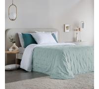 Fundeco - Edredón Cama 90 - Diseño Liso Moderno Reversible - 180x270 cm - Color Agua - Acolchado 250g/m² - Incluye 1 Funda de Cojín Decorativo (Polare Agua)