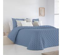 Fundeco - Edredón Conforter Invierno - Colcha de Invierno Modelo Anisa - Color Azul - Cama 135 - Incluye 2 Fundas Cojín 50 x 70 cm - Suave y de Fácil Lavado