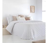 Fundeco - Edredón Conforter Invierno - Colcha de Invierno Modelo Anisa - Color Blanco - Cama 180 - Incluye 2 Fundas Cojín 50 x 70 cm - Suave y de Fácil Lavado