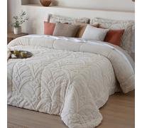 Fundeco - Edredón Conforter Sherpa - Colcha de Invierno Modelo Elai - Color Beig - Cama 180 - Incluye 2 Fundas Cojín 50 x 70 cm