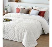 Fundeco - Edredón Conforter Sherpa - Colcha de Invierno Modelo Elai - Color Natural - Cama 135 - Incluye 2 Fundas Cojín 50 x 70 cm