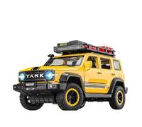 Fundición a presión 1:24 For Tanque 300 Versión Modificada SUV Serie Aleación Simulación Modelo De Coche Sonido Y Luz Pull-Back Modelo Miniatura Colección Vehículos Réplica(Yellow)