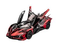 Fundición a presión 1:24 para Apollo EVO Superdeportivo Aleación, Simulación Coche, Sonido Y Luz, Modelo En Miniatura Retráctil, Colección De Adornos Vehículos Réplica(Electroplating Red and Black)