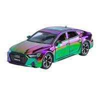 Fundición a presión 1:32 For Audi A6L A7 A8L RS7 Serie Simulación Sonido Y Luz Retroceso Modelo Coche De Aleación Modelo De Vehículo En Miniatura Vehículos Réplica(Electroplating Purple-Green RS7)