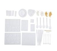 Fundición de joyería de silicona para bricolaje, juego de moldes para hacer collares, pendientes, colgantes, silicona de grado alimenticio reutilizable de alta transparencia, kit