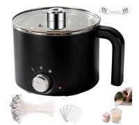 Fundidor de cera, 1,8 l, olla eléctrica para la fabricación de velas, accesorios incluidos, mech adhesivo para mech dispositivo de centrado+cuchara agitadora, olla de fusión de velas para