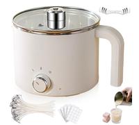 Fundidor de cera, 1,8 L, olla eléctrica para la fabricación de velas, accesorios incluidos, mechas, adhesivo para mecha, dispositivo de centrado, cuchara agitadora, olla de fusión para manualidades