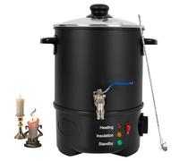 Fundidor de Cera para Velas, Grande, de 5 a 20 l, con Boquilla de núcleo Calefactor y Control de Temperatura de 24 a 110 °C, Aceite Antiadherente Interior y Exterior, Kit de Acero Inoxidable 20L