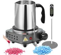 Fundidor Eléctrico De Cera De Acero Inoxidable, Calentador Profesional De Cera De 900 Ml Con Placa Calefactora Eléctrica, Cuchara, Agarrador, Termómetro, Para Manos, Pies, Salón De Belleza Femenino