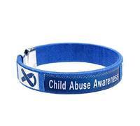 Fundraising For A Cause Pulseras de concientización sobre abuso infantil con cinta azul oscuro, pulseras para concienciación, regalos, recaudación de fondos y más, 7.5 Inches, Plástico, Chapado en