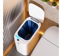 funest Bote de basura de baño con tapa, cubo de basura automático con sensor de movimiento, cubo de basura de 3.5 galones, recargable tipo C, diseño de sujeción de bolsa, embalaje automático de un