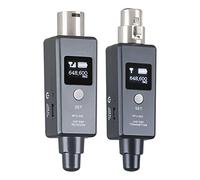 FUNFANG Sistema de micrófono, 1 par de micrófono, sistema inalámbrico de micrófono, sistema transmisor inalámbrico UHF DSP transmisor y receptor micrófono/línea, dos modos para micrófono