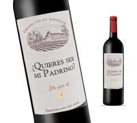 FunFest - Etiqueta para Botella de Vino Petición de Padrino - "¿Quieres ser mi Padrino?" (Texto en Español)