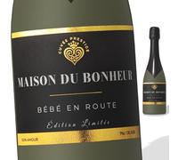 FunFest - Juego de 2 etiquetas de botella Prosecco/Vino espumoso - Bébé en Route - Negro y Oro (atención: texto en francés)