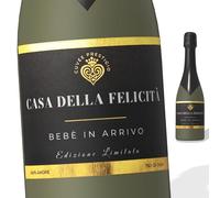 FunFest - Juego de 2 etiquetas de botella Prosecco/Vino espumoso - Bebé entrante - Negro y Oro