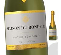 FunFest - Juego de 2 etiquetas de botella Prosecco/Vino espumoso - Futur Témoin ? - Blanco y dorado (atención: texto en francés)