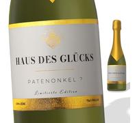 FunFest - Juego de 2 etiquetas para botella Prosecco/Vino espumoso - Patenonkel ? - blanco y dorado (atención: texto en alemán)