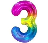 FUNFEST Palloncino Numero 3 Arcobaleno Gigante 100cm