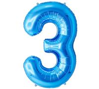 FUNFEST Palloncino Numero 3 Blu Lucido 100cm