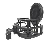 Funfob Soporte de montaje de choque profesional de micrófono de 1 pieza con pantalla de filtro de plástico negro+metal universal soporte de micrófono para micrófono de condensador