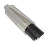 FUNFOB Tubos de Escape Silenciadores Tubo Escape Fibra Carbono Silenciador Escape Universal Acero Inoxidable Carreras Bomba Sonido 63mm Y 76mm Tubo de Escape de Cola(Silver 63MM)