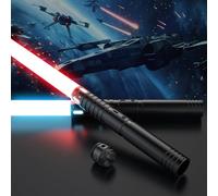 FunGeneTEC Sable de Luz, 2 En 1 Espada Laser 15 Colores, Espada Láser Recargable con Sonido, Juguetes para Niños y Adultos Halloween Cosplay Guerra de Las Galaxias(60CM 2PC)