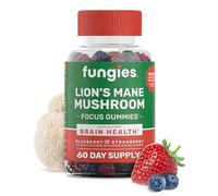 Fungies Lion'S Mane - Gomitas para la salud del cerebro de hongos - Promueve el enfoque, la memoria y el estado de ánimo - 60 unidades (sabor natural de fresa a arándanos, sin gelatina, sin gluten