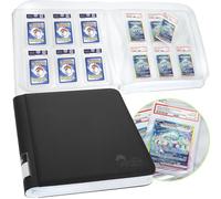 FunGuys Carpeta de tarjetas graduadas, soporte para 60 losas PSA, almacenamiento de tarjetas clasificadas de 6 bolsillos, carpeta de losas, álbum de vitrina clasificada para tarjetas PSA, cremallera