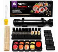 FUNGYAND Kit de fabricación de sushi con rodillo de bazuca, molde de corte y alfombrilla de bambú