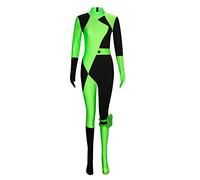 Funhoo Disfraz de cosplay de Shego para mujer, overol con guantes, bolsa en la pierna, traje verde y negro para fiesta de Halloween, carnaval (XL)