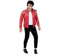 Funidelia | Chaqueta de Michael Jackson Beat It para hombre Música Pop, Grupos Musicales, Cantantes, Años 80 - Accesorios para adultos, accesorio para disfraz - Talla S - M - Rojo