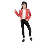 Funidelia | Chaqueta de Michael Jackson Beat It para niño Música Pop, Grupos Musicales, Cantantes, Años 80 - Accesorios para niños, accesorio para disfraz - Talla 10-12 años - Rojo