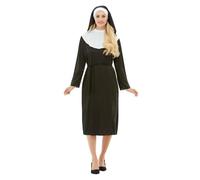 Funidelia Disfraz Clásico de Monja para Mujer con túnica y cofia, Traje con Hábito Negro para Adulto - Carnaval, Halloween y Fiestas Temáticas - Talla XXL